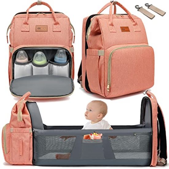 Picture of DEBUG Baby Diaper Bag Backpack with Changing Station for Girl, Baby Registry Search Shower Gifts Baby Stuff Newborn Essentials Unisex Mom Mommy Pink Large 3 in 1 Diapers Bags Travel Waterproof