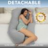 Picture of Pharmedoc Pregnancy Pillows, U-Shape Full Body Pillow -Removable Jersey Cotton Cover -Grey & Piping- Pregnancy Pillows for Sleeping - Body Pillows for Adults, Maternity Pillow and Pregnancy Must Haves