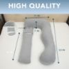 Picture of Pharmedoc Pregnancy Pillows, U-Shape Full Body Pillow -Removable Jersey Cotton Cover -Grey & Piping- Pregnancy Pillows for Sleeping - Body Pillows for Adults, Maternity Pillow and Pregnancy Must Haves