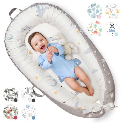 Picture of Pillani Baby Lounger for Newborn - Newborn Lounger for 0-12 Months, Breathable & Portable Infant Lounger - Adjustable Cotton Soft Baby Floor Seat for Travel, Baby Essentials - Baby Registry Search