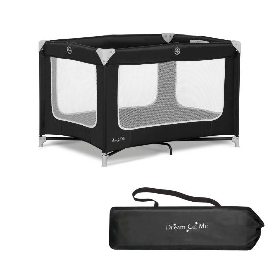 Picture of Dream On Me Zodiak Portable Playard in Black, Lightweight, Packable and Easy Setup Baby Playard, Breathable Mesh Sides and Soft Fabric - Comes with a Removable Padded Mat