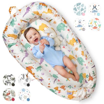 Picture of Pillani Baby Lounger for Newborn - Newborn Lounger for 0-12 Months, Breathable & Portable Infant Lounger - Adjustable Cotton Soft Baby Floor Seat for Travel, Baby Essentials - Baby Registry Search