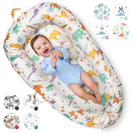 Picture of Pillani Baby Lounger for Newborn - Newborn Lounger for 0-12 Months, Breathable & Portable Infant Lounger - Adjustable Cotton Soft Baby Floor Seat for Travel, Baby Essentials - Baby Registry Search