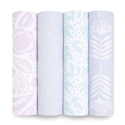 Picture of aden + anais Essentials Swaddle Blanket, Muslin Blankets for Girls & Boys, Baby Receiving Swaddles, Newborn Gifts, Infant Shower Items, Toddler Gift, Wearable Swaddling Set, 4 Pack, Damsel