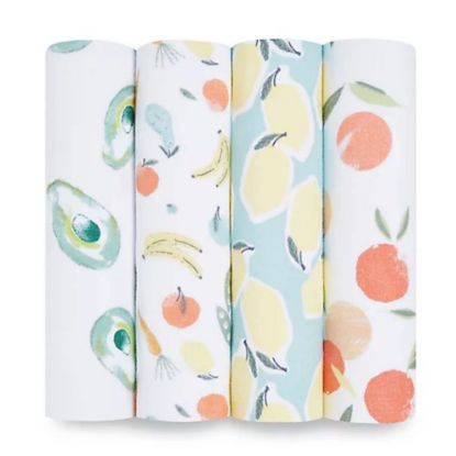 Picture of aden + anais Essentials Muslin Swaddle Blankets, Newborn Receiving Blanket for Swaddling, 100% Cotton Baby Swaddle Wrap, 4 Pack, Farm to Table