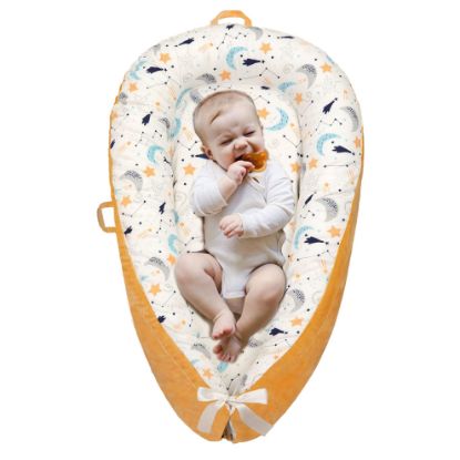 Picture of Baby Lounger Co Sleeping for Newborn Baby Sleeper Bed Adjustable Infant Co Sleeping in Bed Washable Portable Soft Baby Bed for Boy Girl Infant Floor Seat Newborn Essentials Baby Registry Search (Moon)