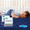 Picture of 2 Pack Crib Mattress Protector Sheets Fitted Waterproof Crib Mattress Pad Cover, Noiseless & Machine Wash 100% Absorbent Crib/Toddler Mattress Protector Sheet Quilted, Gray&Navy, 52" x 28"