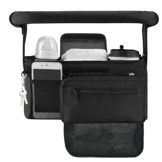 Picture of Momcozy Stroller Organizer, with 2 Non-Slip Stickers and 2 Large Capacity and Detachable Mesh Bags, Fits All Strollers Like Britax, Uppababy, Baby Jogger Stroller