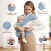 Picture of Baby Carrier with Head Support, MOMTORY Newborn Carrier(7-25lbs), Cozy Baby Wrap Carrier, with Hook&Loop for Easily Adjustable, Soft Fabric, Deep Grey (Light Blue)