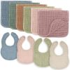 Picture of Comfy Cubs Baby Bibs & Burp Cloths Set Large - 6 Pack Muslin Burp Cloths & 4 Pack Muslin Bibs, Multicolor - Muslin Cotton Burp Bibs - Baby Essentials 6 Layers Extra Absorbent and Soft Boys & Girls