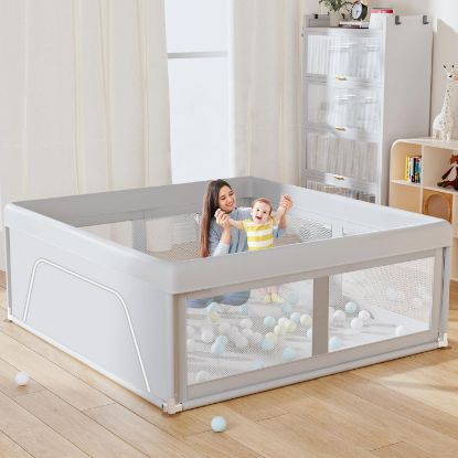 Picture of Hiaksedt Baby Playpen 42x42 Inch, PlayPen for Babies and Toddlers Baby Fence Baby Play Yards for Indoor & Outdoor with Breathable Mesh Anti-Fall Playpen