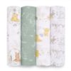 Picture of aden + anais Essentials Disney Muslin Swaddle Blankets for Baby Girls and Boys, Newborn Receiving Blanket for Swaddling, 100% Cotton Baby Swaddle Wrap, 4 Pack, Winnie + Friends
