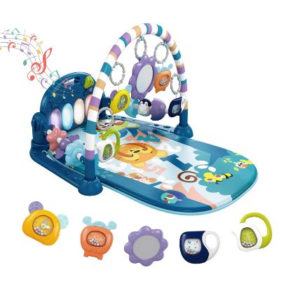 Picture of Dearlomum Baby Play Mat & Gym, Fun Piano Tummy Time Activity Mat with 5 Sensory Toys, Music & Lights - Boy & Girl Gifts, 0-12 Months (Blue)