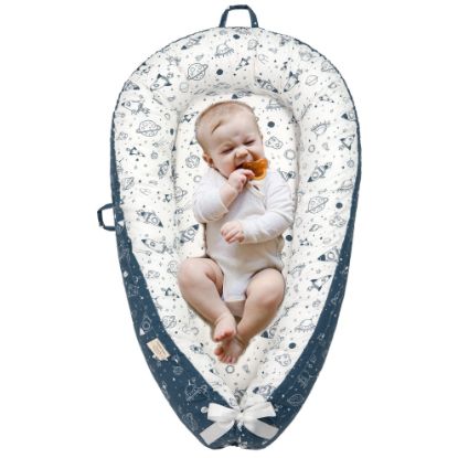 Picture of Baby Lounger for Newborn Baby Cosleeping Sleeping Bed Soft Baby Sleeper Bed Portable Baby Crib Toddler Loungers for Bassinet Baby Floor Seat Vaccum Packed Baby Registry Search (Spaceship)