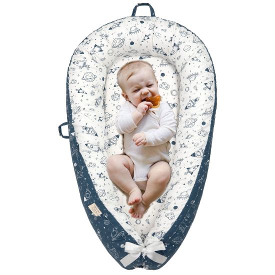 Picture of Baby Lounger for Newborn Baby Cosleeping Sleeping Bed Soft Baby Sleeper Bed Portable Baby Crib Toddler Loungers for Bassinet Baby Floor Seat Vaccum Packed Baby Registry Search (Spaceship)