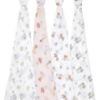 Picture of aden + anais Essentials Muslin Swaddle Blankets, Newborn Receiving Blanket for Swaddling, 100% Cotton Baby Swaddle Wrap, 4 Pack, Disney Princess