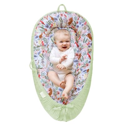 Picture of Baby Lounger Newborn Co Sleeping Bed for Baby in Bed Newborn Baby Lounger Sleeper Baby Cosleeping Bed Adjustable Infant Floor Seat Newborn Essential (Leaves)