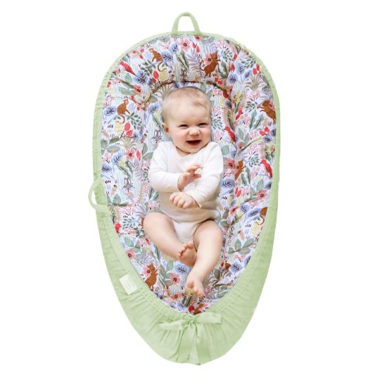 Picture of Baby Lounger Newborn Co Sleeping Bed for Baby in Bed Newborn Baby Lounger Sleeper Baby Cosleeping Bed Adjustable Infant Floor Seat Newborn Essential (Leaves)