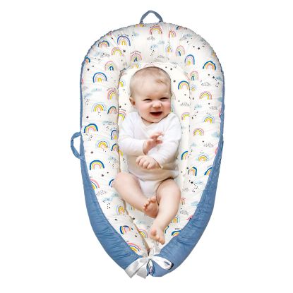 Picture of Baby Lounger Newborn Baby Sleeper Bed Ultra Soft Baby Co Sleeping Bed Breathable Adjustable Lounger for Baby Newborn Lounger for Crib Bassinet Infant Floor Seat Baby Registry Search(Rainbow)