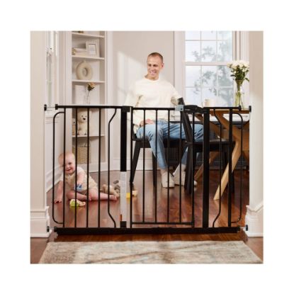 Picture of Regalo Easy Step 49-Inch Extra Wide Baby Gate, Includes 4-Inch and 12-Inch Extension Kit, 4 Pack of Pressure Mount Kit and 4 Pack of Wall Mount Kit, Black