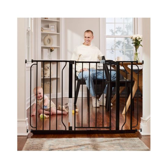 Picture of Regalo Easy Step 49-Inch Extra Wide Baby Gate, Includes 4-Inch and 12-Inch Extension Kit, 4 Pack of Pressure Mount Kit and 4 Pack of Wall Mount Kit, Black