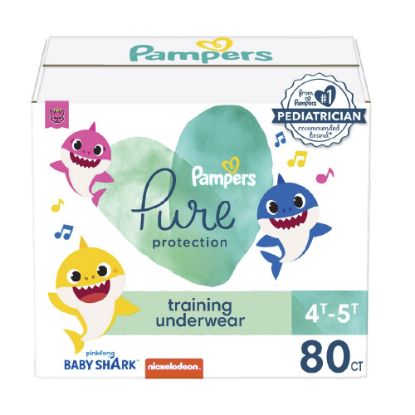Picture of Pampers Training Pants - Pure Protection - Size 4T-5T, 80 Count, Baby Shark Premium Hypoallergenic Potty Underwear