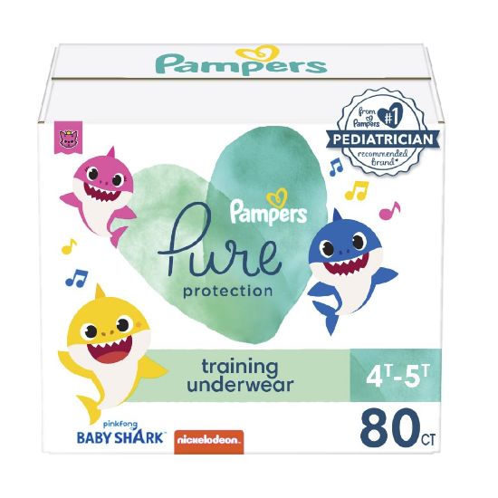 Picture of Pampers Training Pants - Pure Protection - Size 4T-5T, 80 Count, Baby Shark Premium Hypoallergenic Potty Underwear