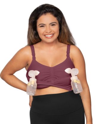 Picture of Sublime Busty Hands Free Pumping Bra | Patented All-in-One Pumping & Nursing Bra with EasyClip for F, G, H, I Cup (Fig, Medium Busty)
