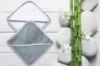 Picture of BAMBOO QUEEN 2 Pack Baby Bath Towel - Rayon Made from Bamboo - Ultra Soft Hooded Towels for Babies,Toddler,Infant - Newborn Essential -Perfect Baby Registry Gifts, 37.5x37.5 in - Grey and White