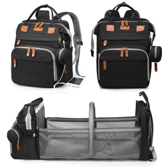 Picture of Astro Alan Baby Diaper Bags with Changing Station, Waterproof Diaper Bag Backpack for Moms Dads with USB Charging Port, Baby Shower Gifts, Large Capacity diaper backpack, Black