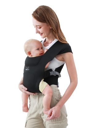 Picture of Newborn Carrier, MOMTORY Cozy Baby Wrap Carrier(7-25lbs), Baby Carrier, with Hook&Loop for Easily Adjustable, Soft Fabric, Black