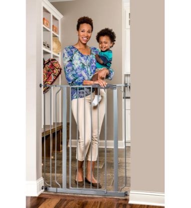 Picture of Regalo Easy Step Extra Tall Walk Thru Baby Gate, Bonus Kit, Includes 4-Inch Extension Kit, 1 Pack of Pressure Mount Kit and Wall Mount Kit, Platinum