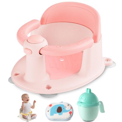 Picture of Trankerloop Baby Bath Seat, Bath Seat for Baby 6 Month & up, Baby Bath tub Seat with Suction Cups, Non-Slip, Detachable, Pink