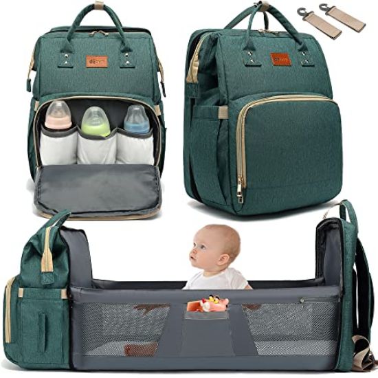 Picture of DEBUG Baby Diaper Bag Backpack with Changing Station for Boy Girl, Baby Registry Search Shower Gifts Baby Stuff Newborn Essentials Unisex Dad Mom Mens Green Large Diapers Bag Travel Waterproof