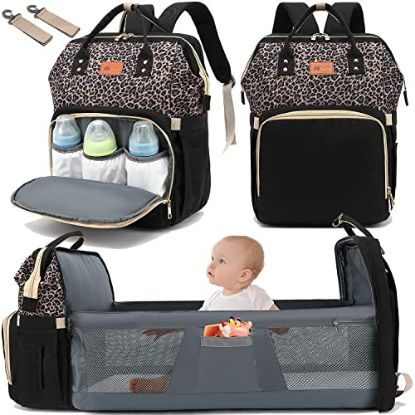 Picture of DEBUG Baby Diaper Bag Backpack with Changing Station Boy Girl, Baby Registry Search Shower Gifts Baby Stuff Newborn Essentials Unisex Dad Mom Mens Leopard Large Diapers Bag Travel Waterproof