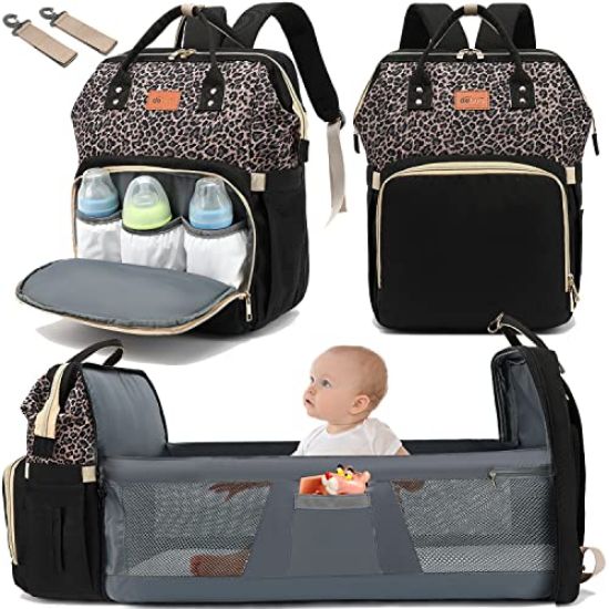 Picture of DEBUG Baby Diaper Bag Backpack with Changing Station Boy Girl, Baby Registry Search Shower Gifts Baby Stuff Newborn Essentials Unisex Dad Mom Mens Leopard Large Diapers Bag Travel Waterproof