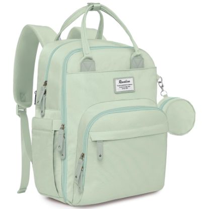 Picture of RUVALINO Diaper Bag Backpack-Multifunction Baby Travel Bag with Changing pad, Insulated Bottle Holders & Pacifier Case, Large Capacity, Waterproof, Mint Green