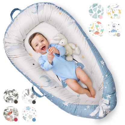 Picture of Pillani Baby Lounger for Newborn - Newborn Lounger for 0-12 Months, Breathable & Portable Infant Lounger - Adjustable Cotton Soft Baby Floor Seat for Travel, Baby Essentials - Baby Registry Search