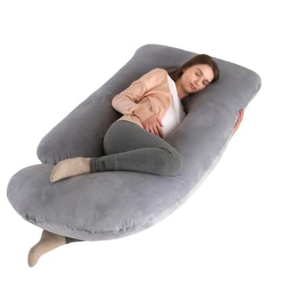 Picture of ALLOPERA Pregnancy Pillow, Full Body Maternity Pillow 57 inch, with Removable Washable Cover - Sleep Support for Legs, Back, Neck, Shoulder, HIPS, Belly for Pregnent Women, Velvet Cover(Grey)