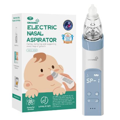 Picture of GROWNSY Nasal Aspirator for Baby, Electric Nose Aspirator for Toddler, Baby Nose Sucker, Automatic Nose Cleaner with 3 Silicone Tips, Adjustable Suction Level, Music and Light Soothing Function, Blue