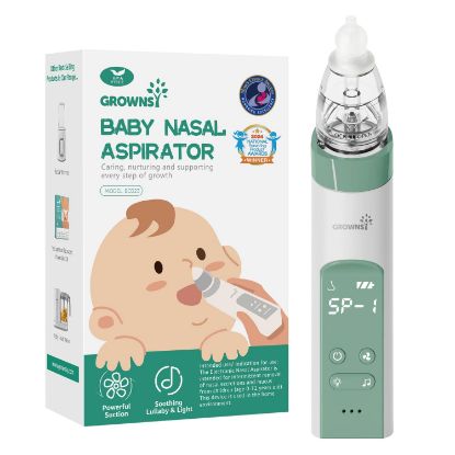 Picture of GROWNSY Nasal Aspirator for Baby, Electric Nose Aspirator for Toddler, Baby Nose Sucker, Automatic Nose Cleaner with 3 Silicone Tips, Adjustable Suctions, Music and Light Soothing Function (Green)