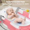 Picture of MoreFeel Collapsible Baby Bathtub for Newborn with Thermometer & 1 Hooded Towel & 1 Soft Floating Cushion,Portable Travel Bathtub with Drain Hole, Durable Foldable Baby Tubs for Infants to Toddler