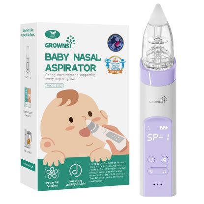 Picture of GROWNSY Nasal Aspirator for Baby, Electric Baby Nose Sucker, Automatic Nose Cleaner with Larger Suction Chamber and More Powerful Suction, Music and Light Soothing Function, Purple