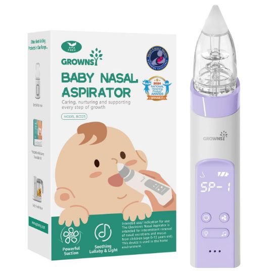 Picture of GROWNSY Nasal Aspirator for Baby, Electric Baby Nose Sucker, Automatic Nose Cleaner with Larger Suction Chamber and More Powerful Suction, Music and Light Soothing Function, Purple
