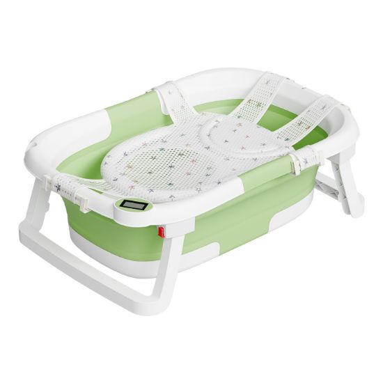 Picture of napei Collapsible Baby Bathtub,Baby Bath Tub with Soft Cushion & Thermometer,Baby Bathtub Newborn to Toddler 0-36 Months,Portable Travel Baby Tub