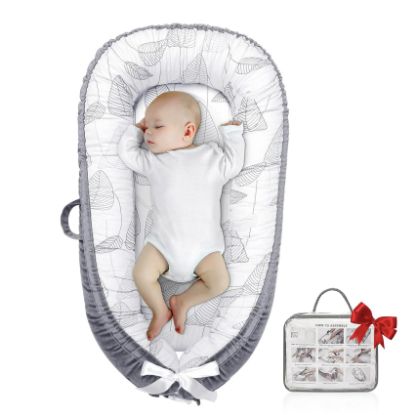 Picture of Baby Lounger Cover, protable Baby Lounger, Baby Snuggle Lounger me, Baby Gift, Adjustable Baby Lounger, line Leaves Baby Lounger