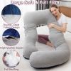 Picture of MOON PINE Pregnancy Pillow, U Shaped Full Body Pillow for Maternity Support, Sleeping Pillow with Cover for Pregnant Women (Grey Blue)