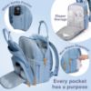 Picture of RUVALINO Diaper Bag Backpack-Multifunction Baby Travel Bag with Changing pad, Insulated Bottle Holders & Pacifier Case, Large Capacity, Waterproof, Sky Blue