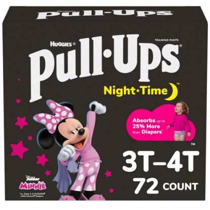 Picture of Pull-Ups Girls' Night-Time Potty Training Pants, Size 3T-4T Overnight Training Underwear (32-40 lbs), 72 Ct