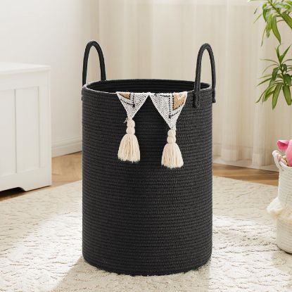 Picture of Artfeel Laundry Basket,Woven Cotton Rope Laundry Hamper,100L for Decorative Storage of Dirty Clothes,Toys and Blankets in Bathroom,Baby Room and Living Room